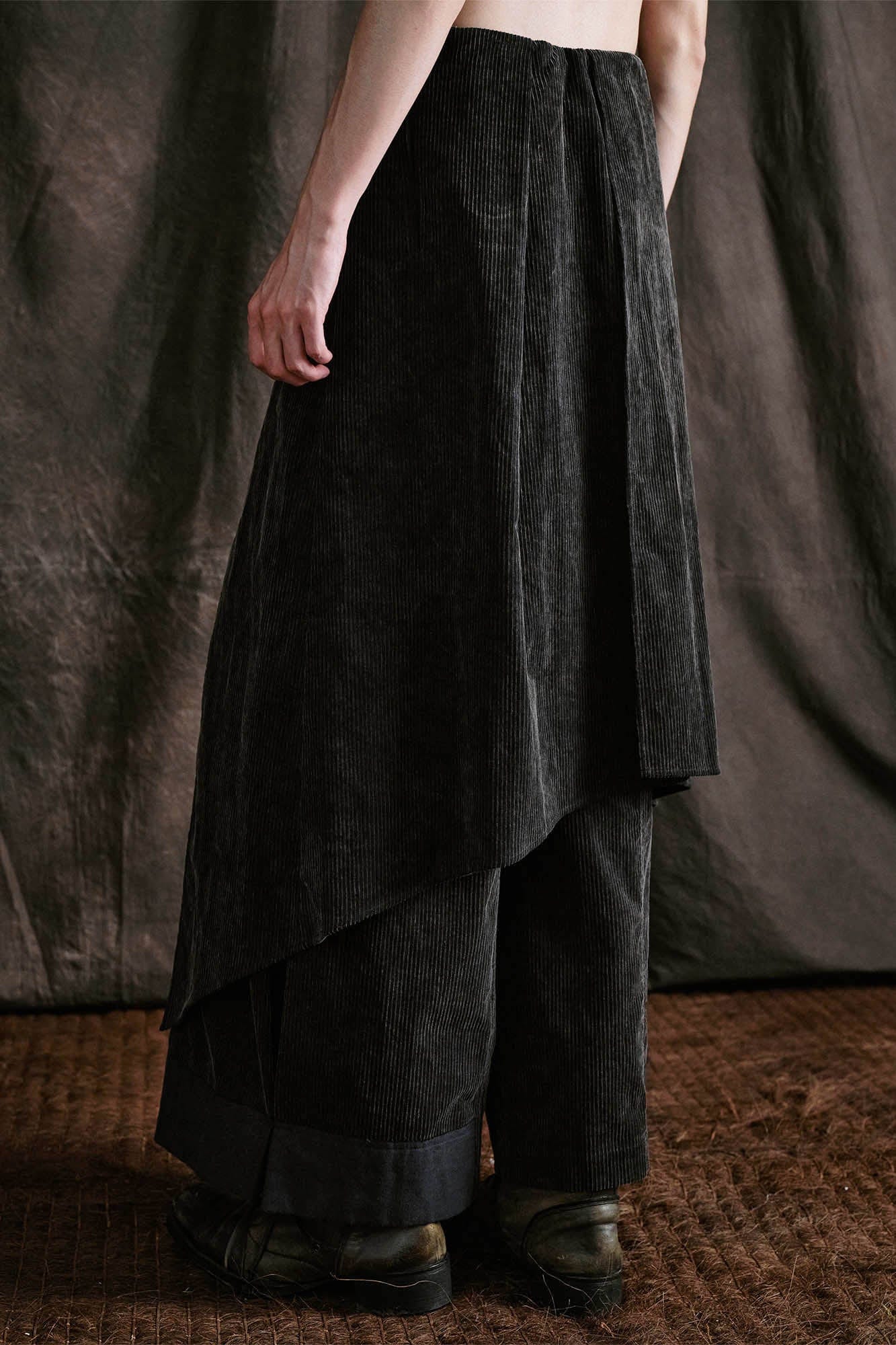 ILNya Nieternite Nifutur Layered Corduroy Wrap-Paneled Wide-Leg Trousers