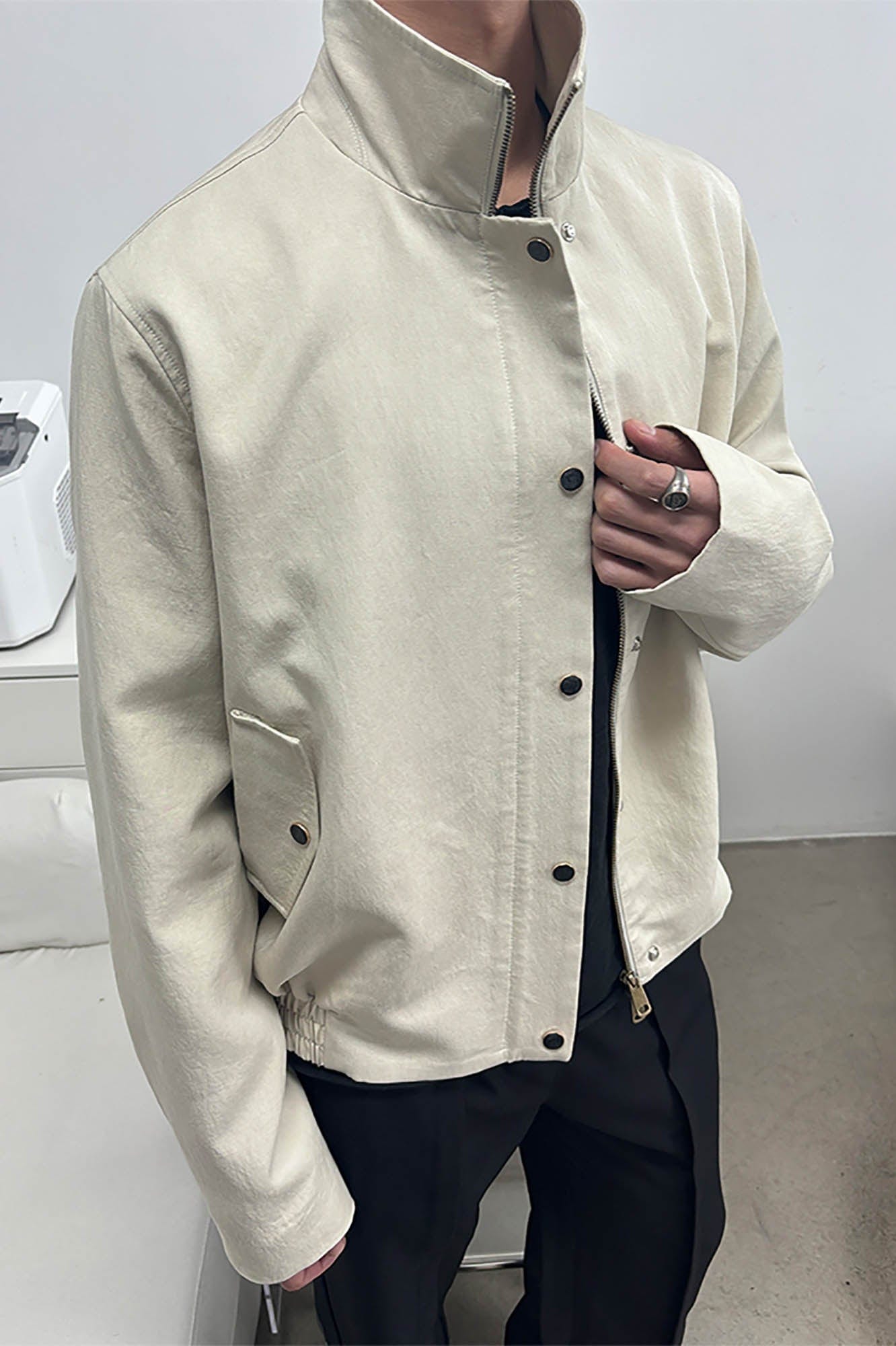 KREATE Gem Button Stand-Collar Wellington Jacket