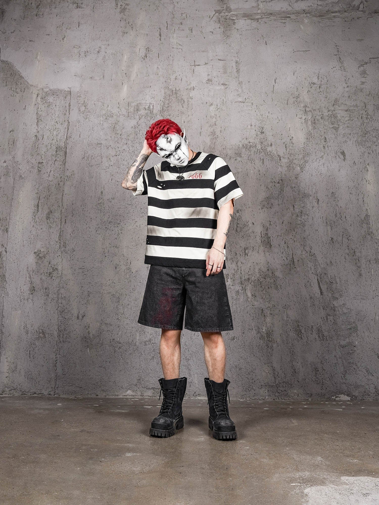 UNDERWATER The Jailbird Distressed Striped T-Shirt