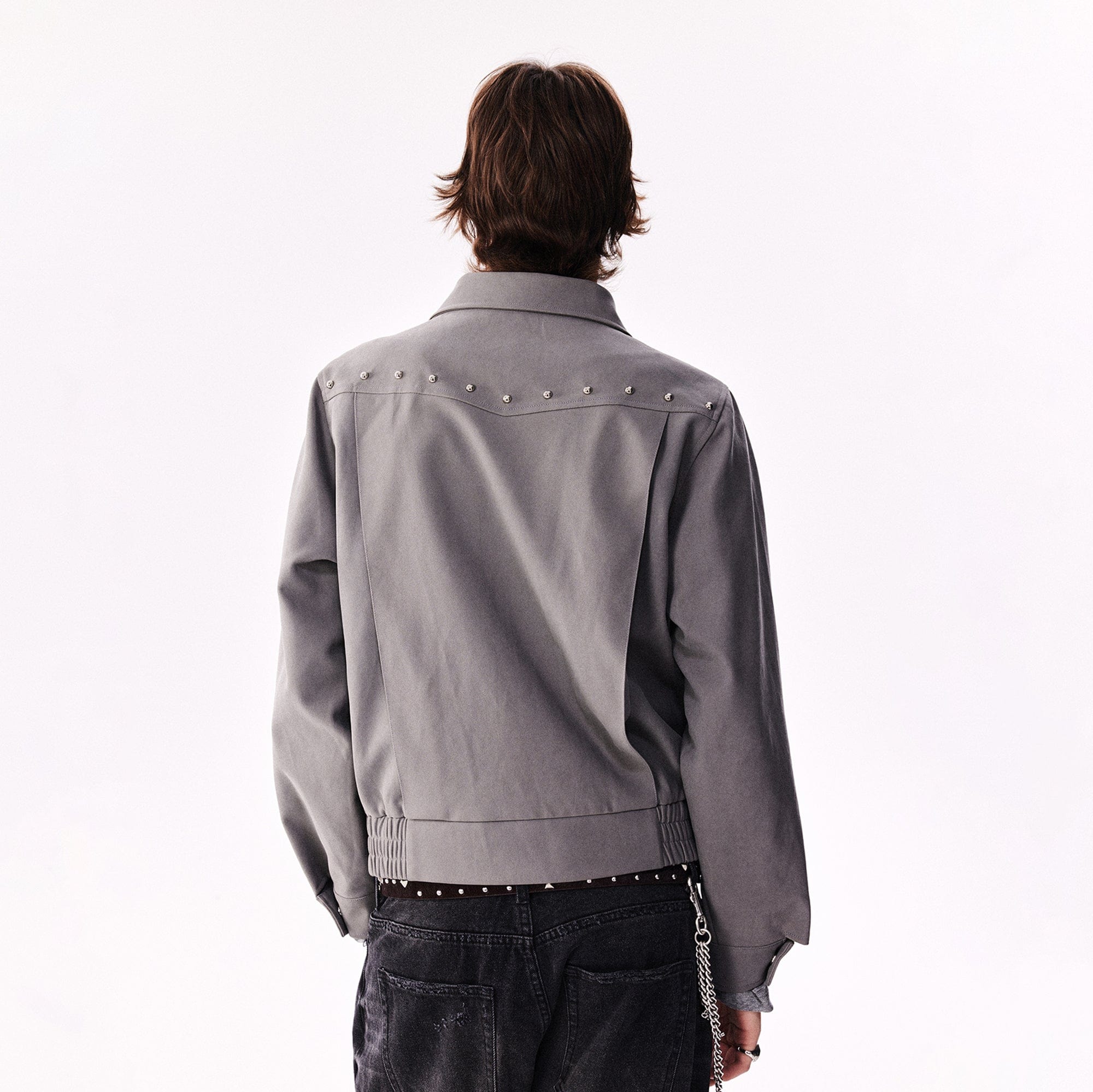 RICHILL Faux Suede Asymmetrical Zipper Rivet Jacket