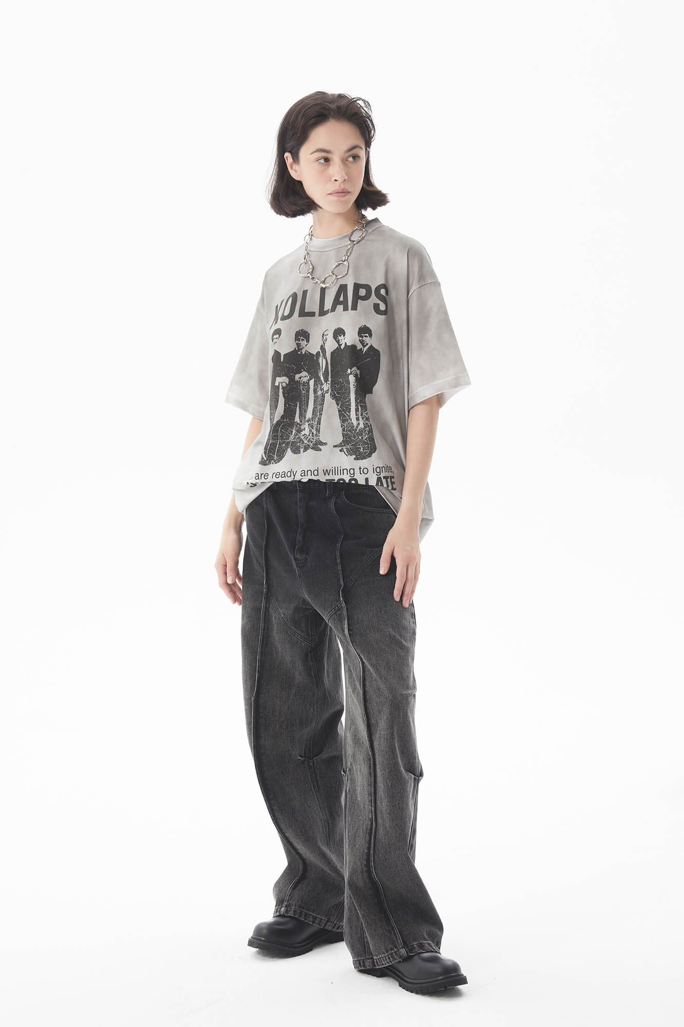 ERROR CODE ROBOT Middle Spliced Faded Jeans
