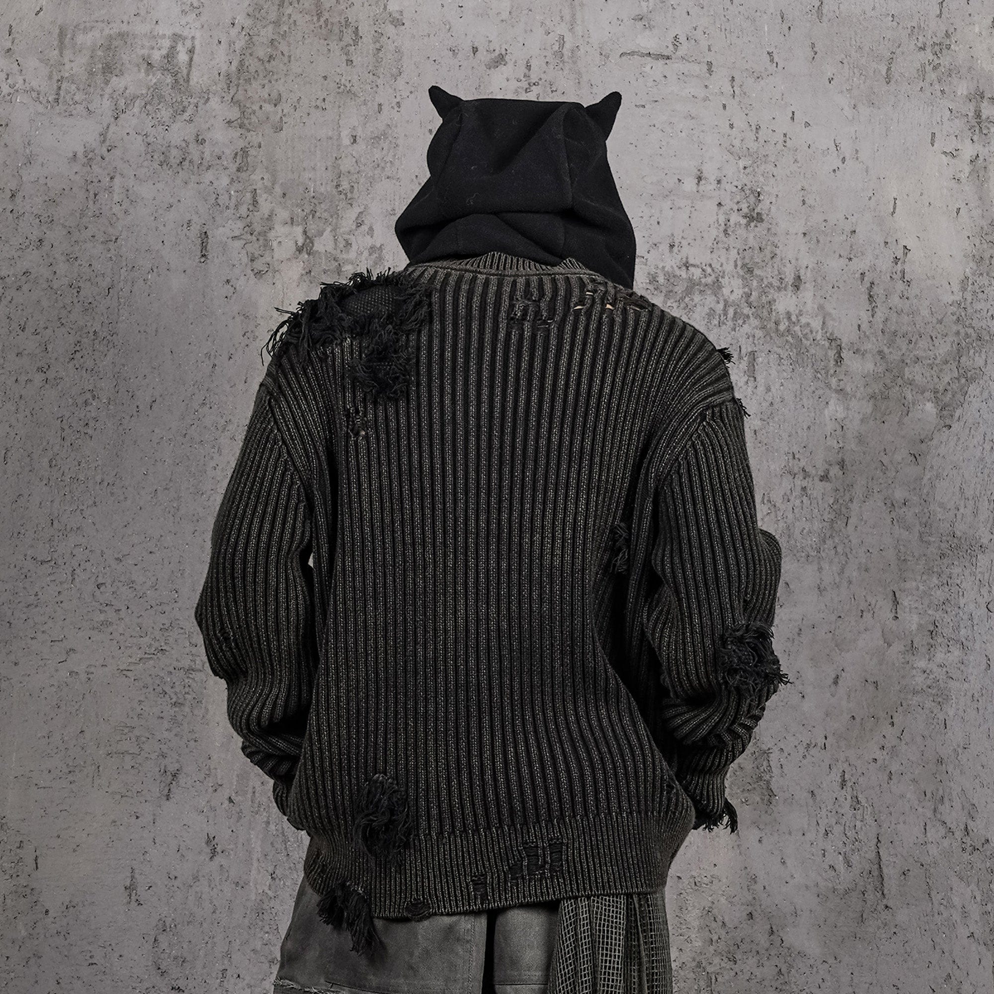 UNDERWATER Wasteland Ripped Sweater Charcoal