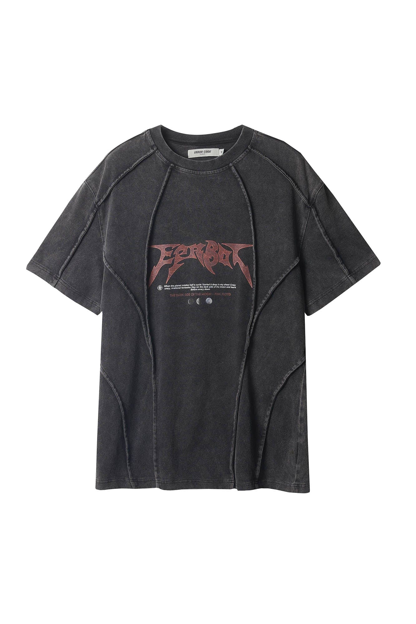 ERROR CODE ROBOT Mountain Moon Graphic Washed Spliced T-Shirt