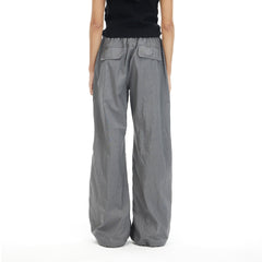ARTIFICIAL WORLD Drawstring Zipper Pocket Parachute Pants