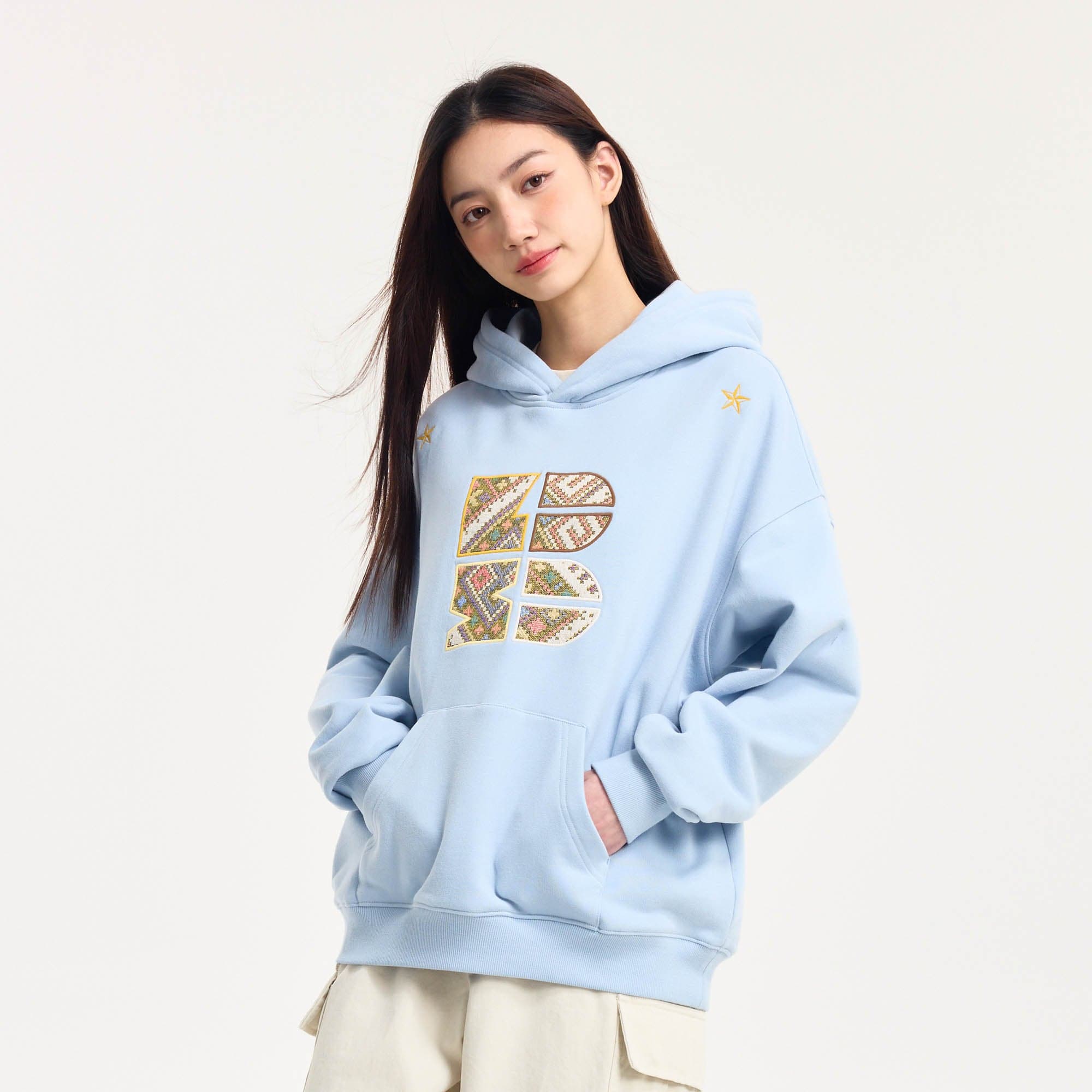 BONELESS Tribal Jacquard LOGO Patch Embroidered Hoodie