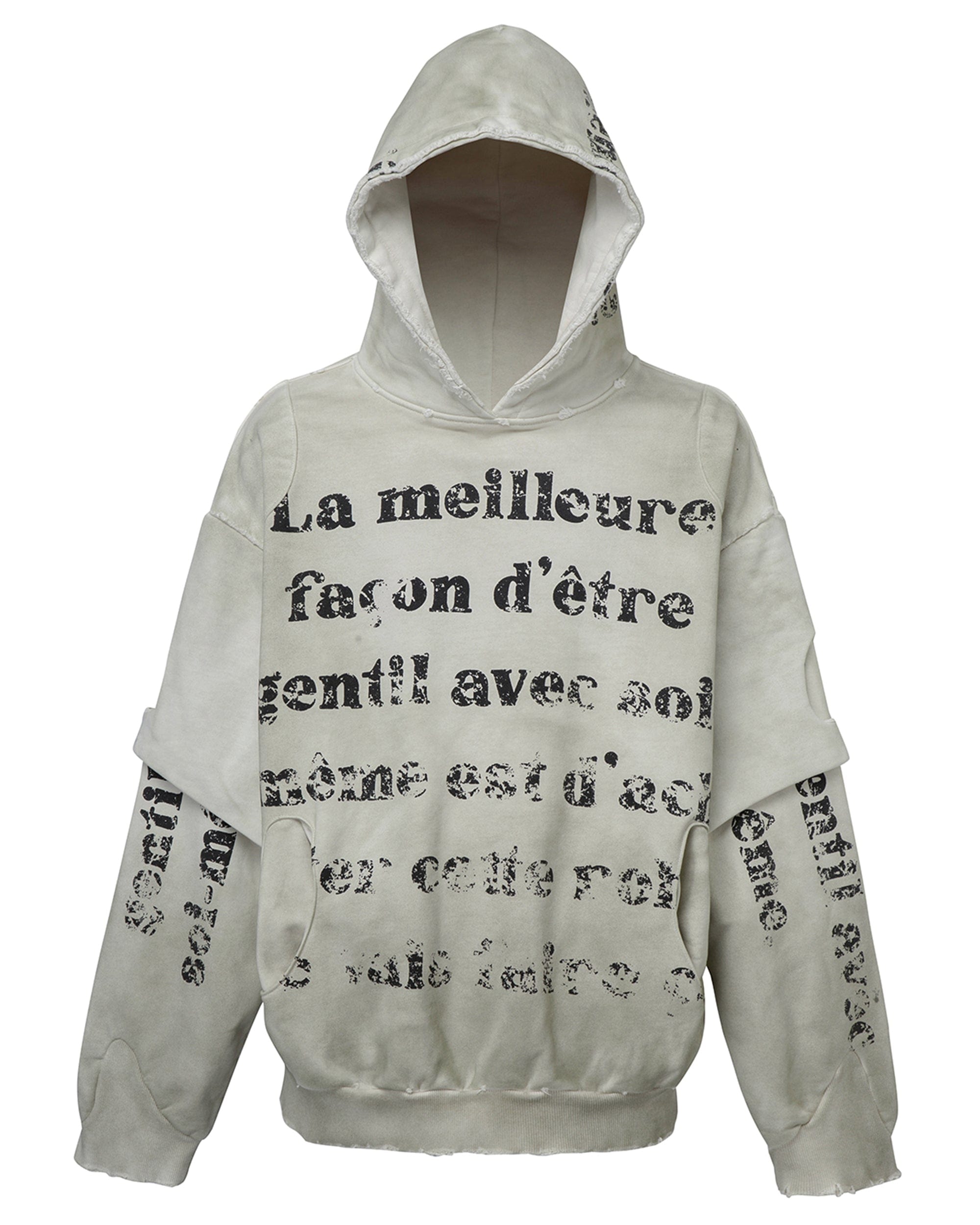 F2CE Distressed Layered Slogan Hoodie