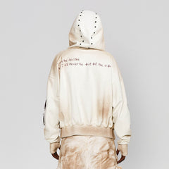 FLYERRER Distressed Cross Patch Studded Hooded Jacket