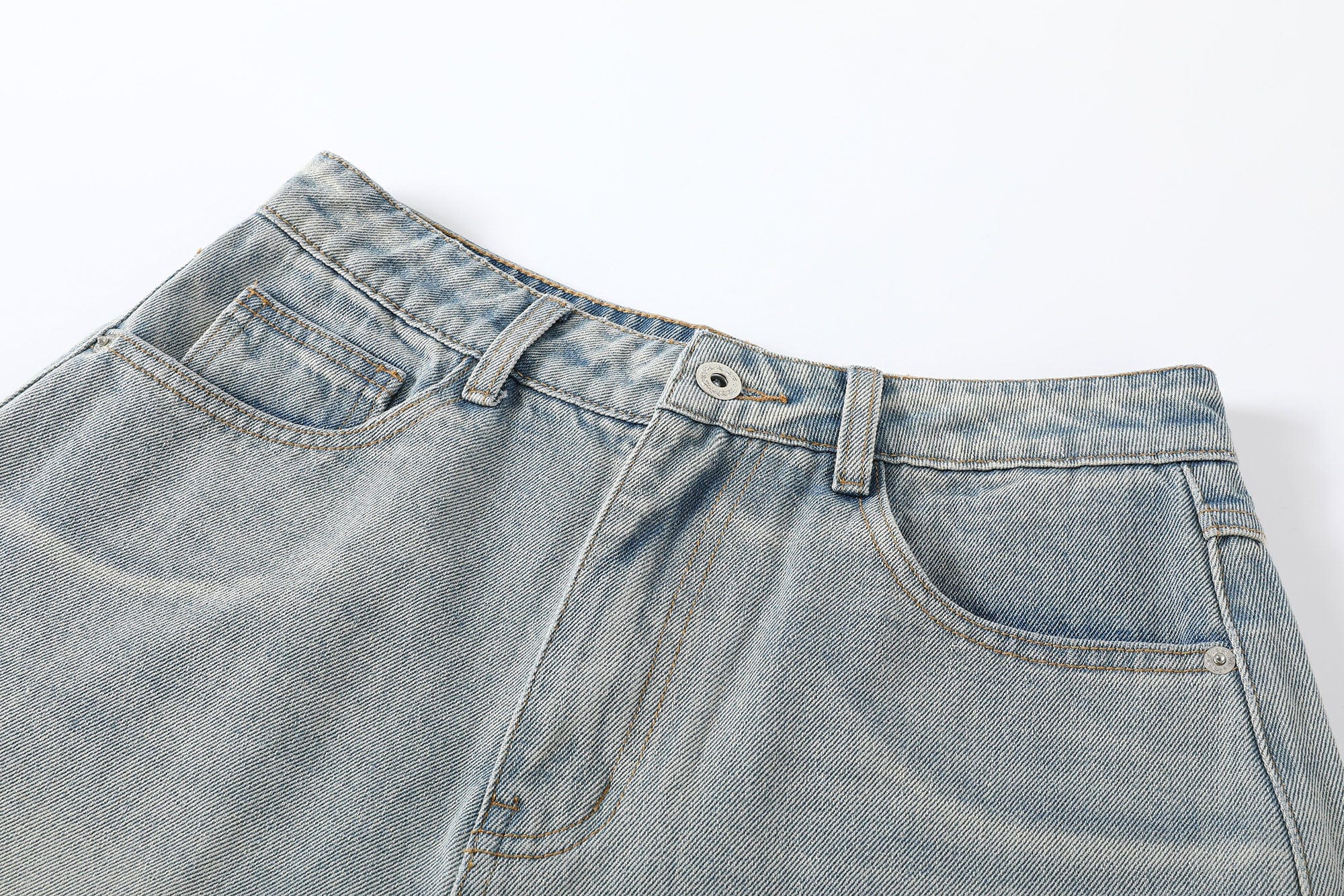 DONSMOKE Whimsical Stickers Washed Raw-Edge Shorts