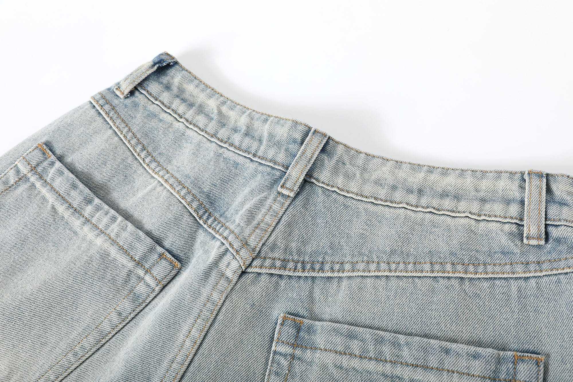 DONSMOKE Whimsical Stickers Washed Raw-Edge Shorts
