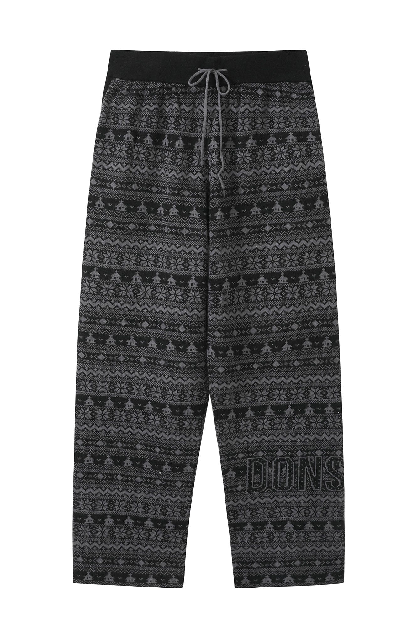 DONSMOKE Fair Isle Knit Wide-Leg Pants