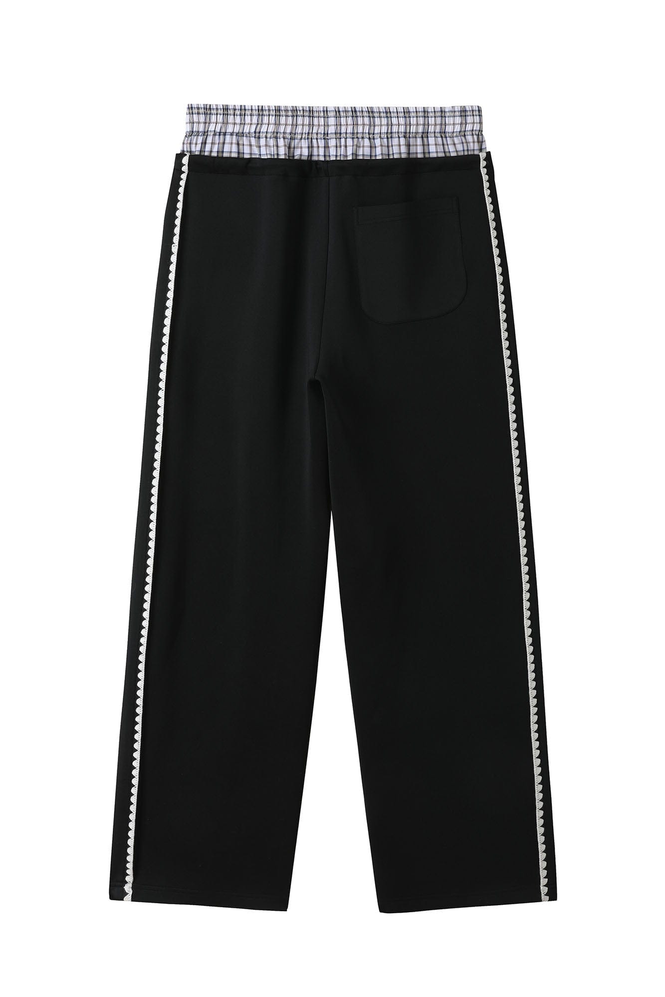 DONSMOKE Plaid Double-Waist Contrast Webbing Sweatpants