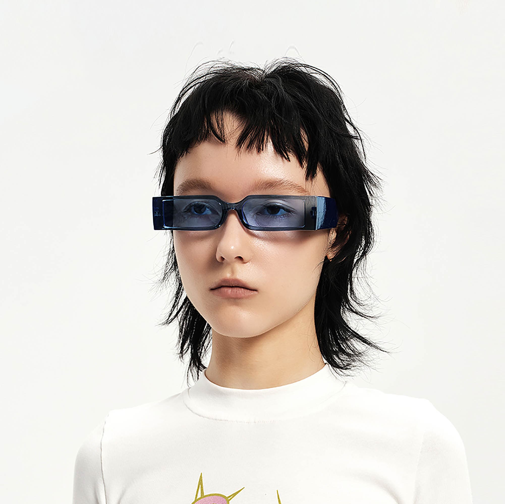 DAMAGE ASIA OPTICALS Square Frame Thick Temple Sunglasses