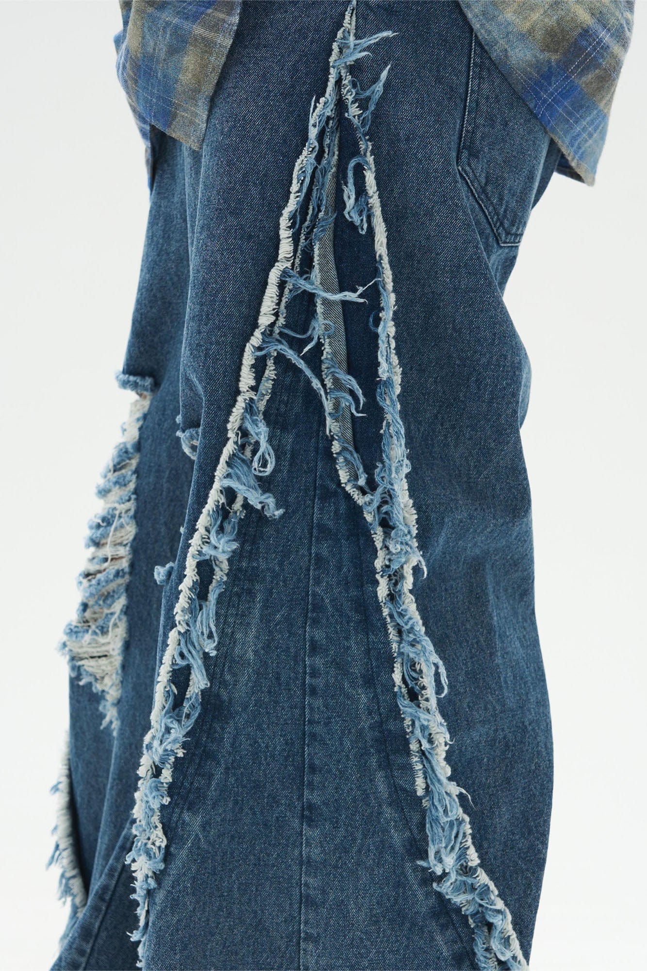 RELABEL Split Heavy-Distressed Washed Denim Pants