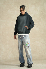 BONELESS Retro Chain Graphic Washed Jeans
