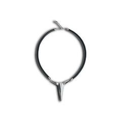 SSIN7 Spike Pendant Faux Leather Necklace