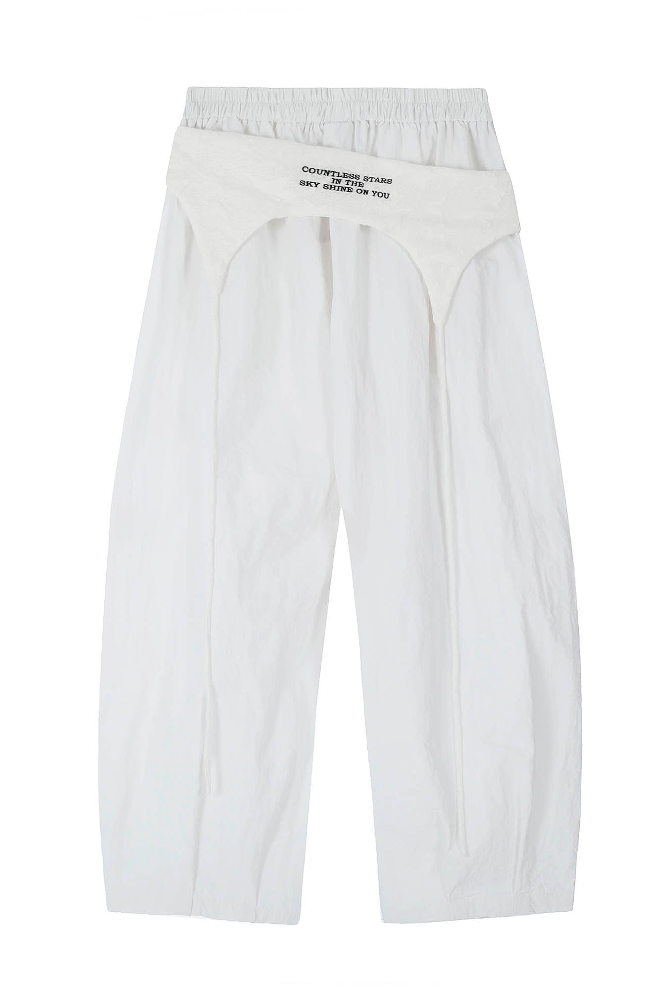 CLP Layered Crinkled Waist-Panel Parachute Pants