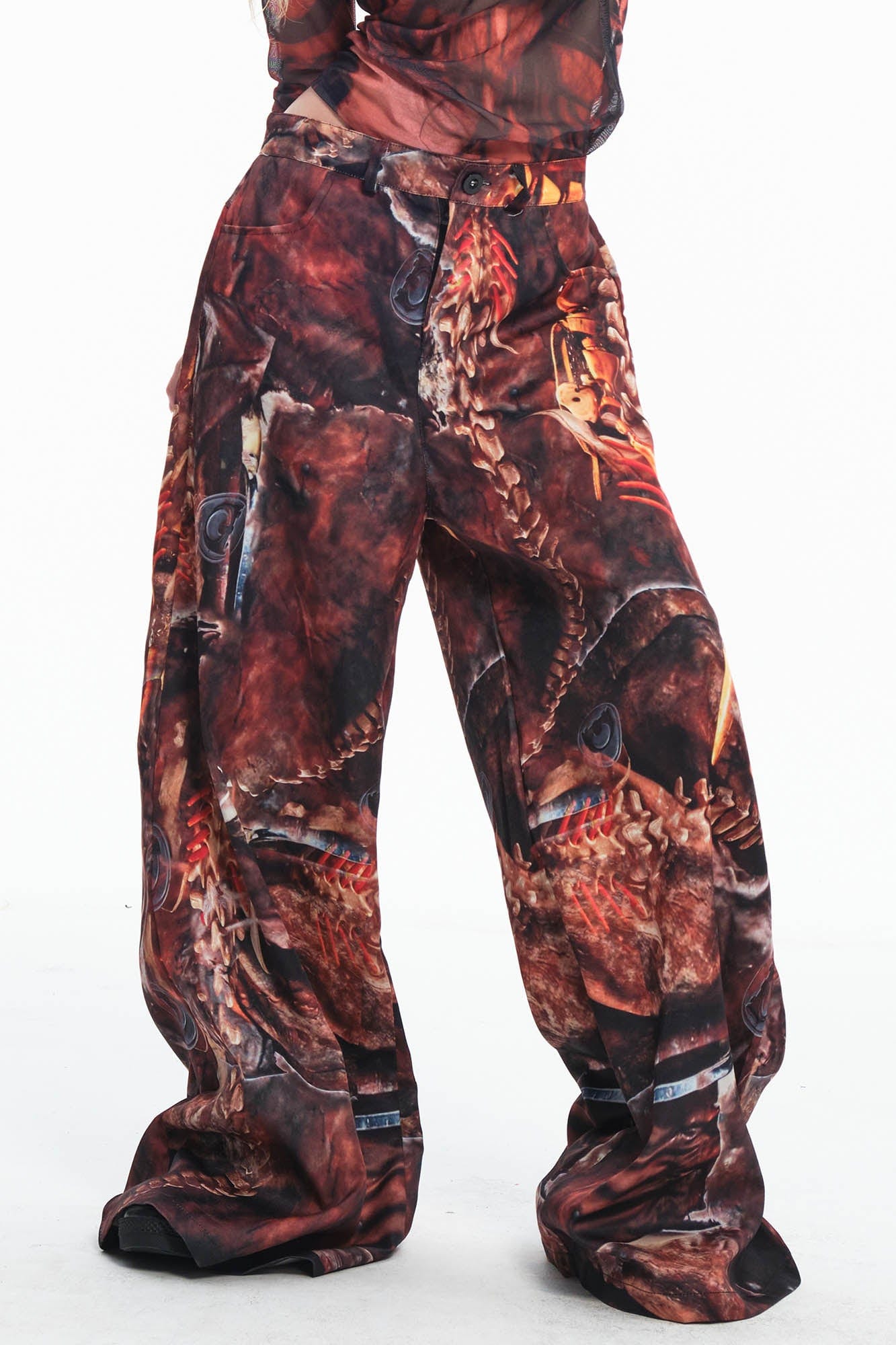 EMBRYO Tribal Skeleton Jewel Full-Print Wide-Leg Pants
