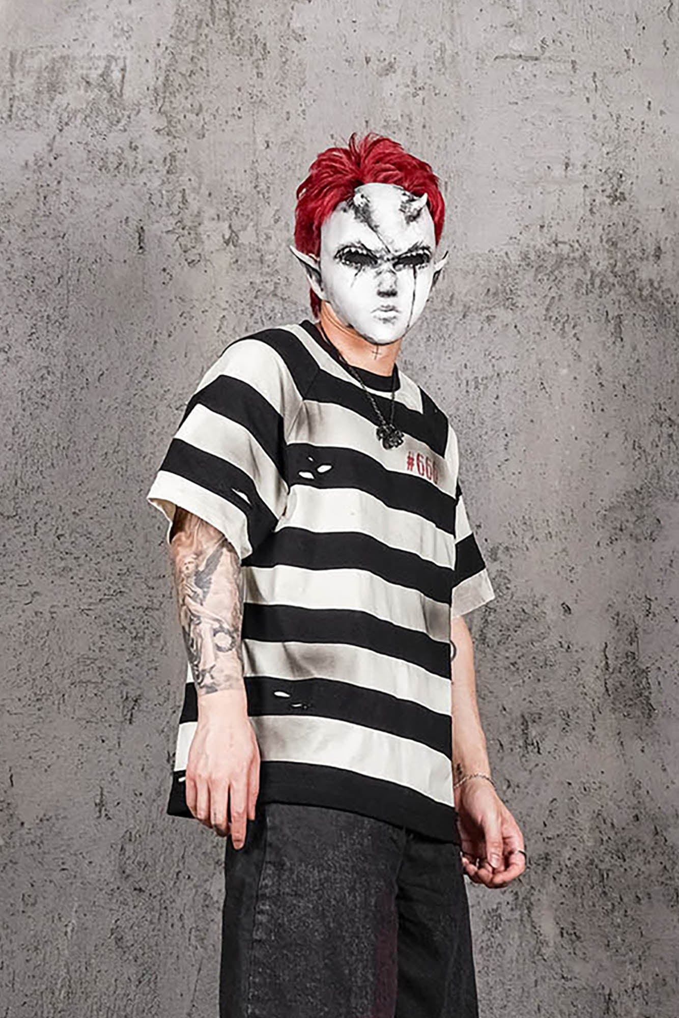 UNDERWATER The Jailbird Distressed Striped T-Shirt