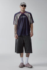 F2CE Raw-Hem Raised Seam Washed Denim Shorts