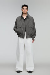 OPICLOTH Retro Stand-Collar Bomber Jacket
