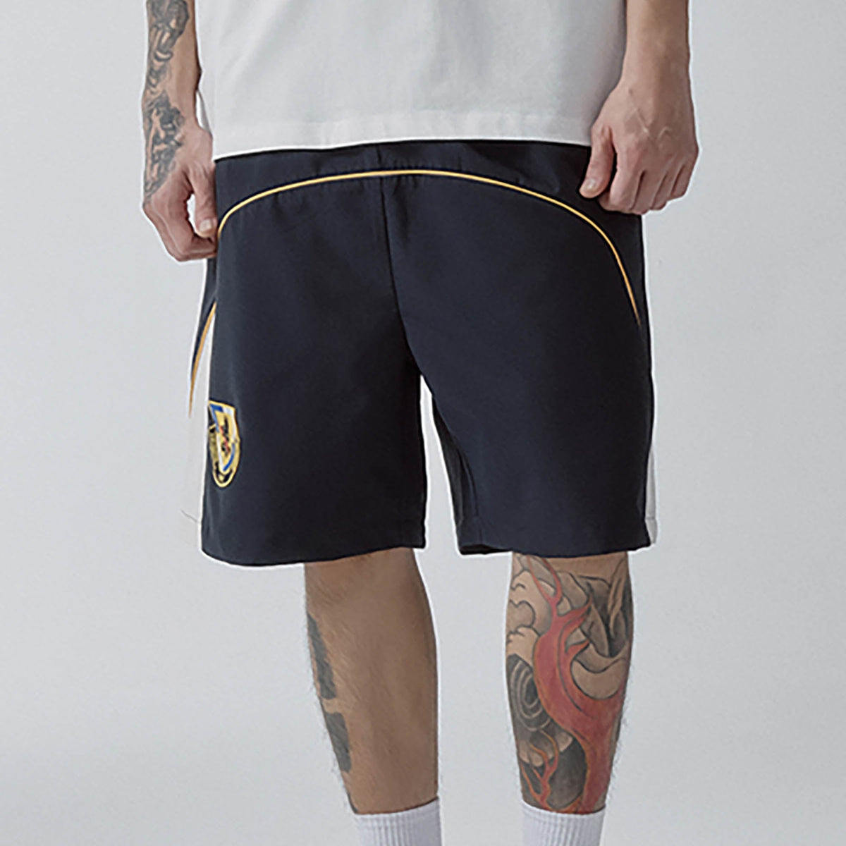 F2CE Curved Panel Embroidered Badge Shorts