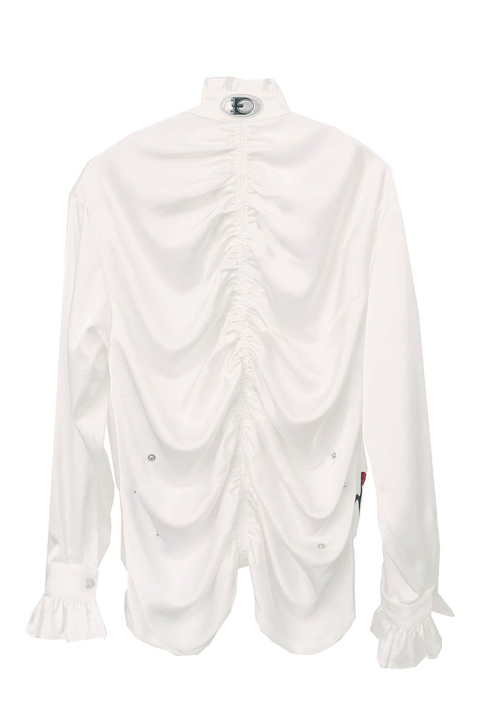 EMBRYO Demon Ruffle-Collar Buttoned LOGO Pleated Shirt