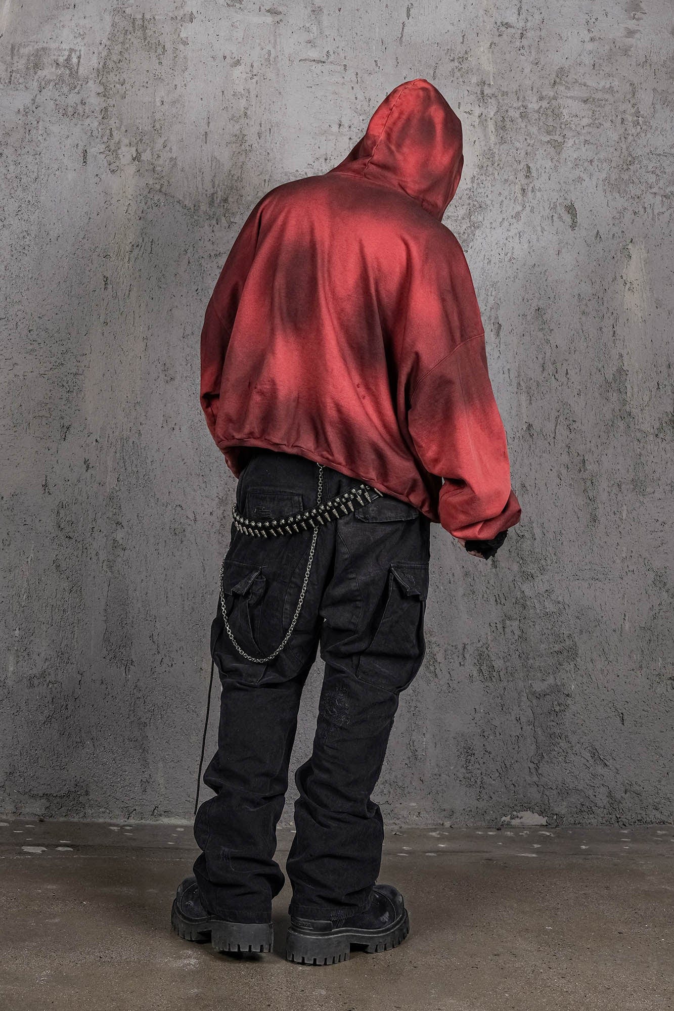 UNDERWATER Ashen Ember Distressed Elevated Hoodie Red