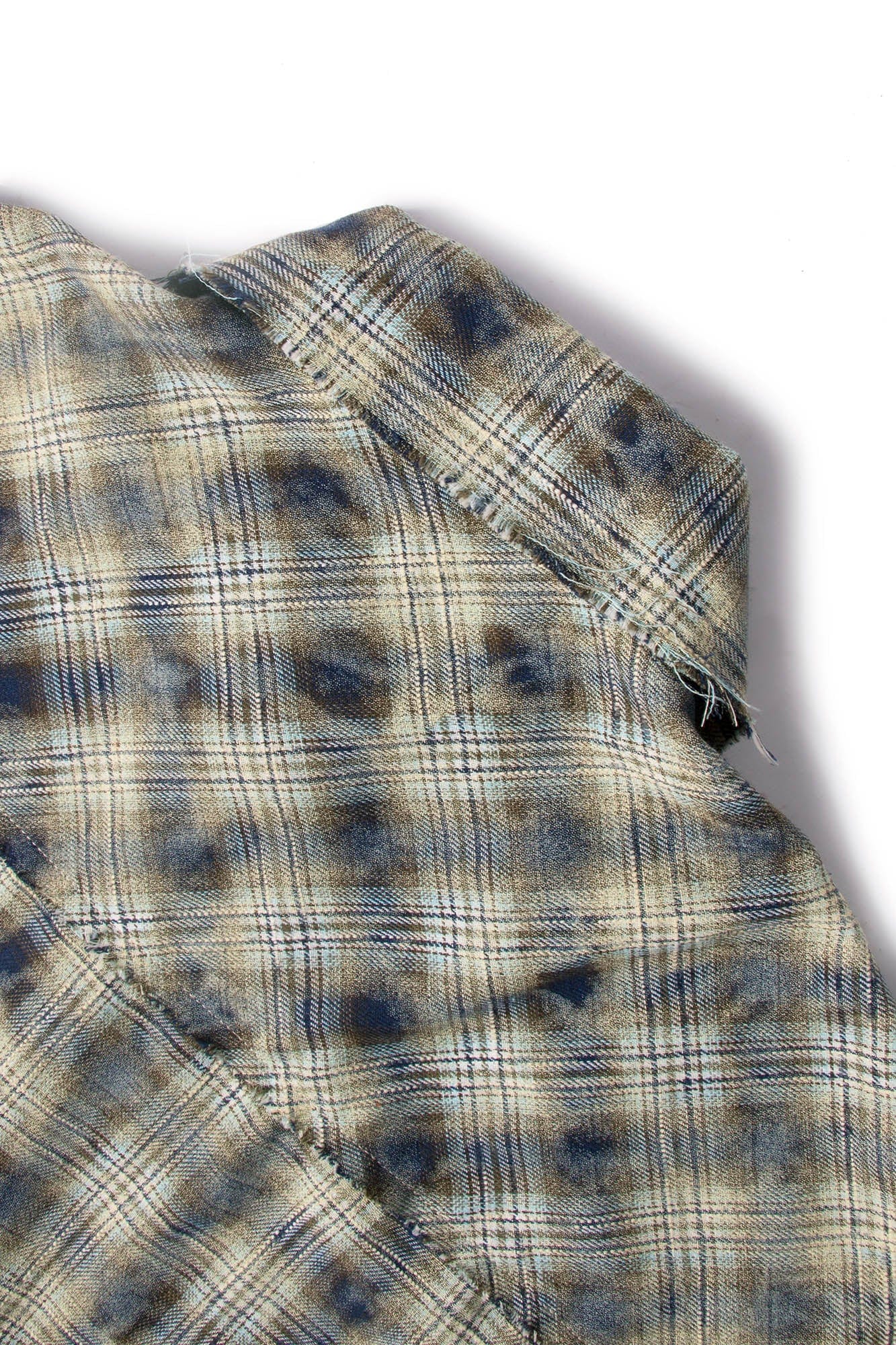 RELABEL Tie-dye Plaid Dual Closure Frayed Shirt