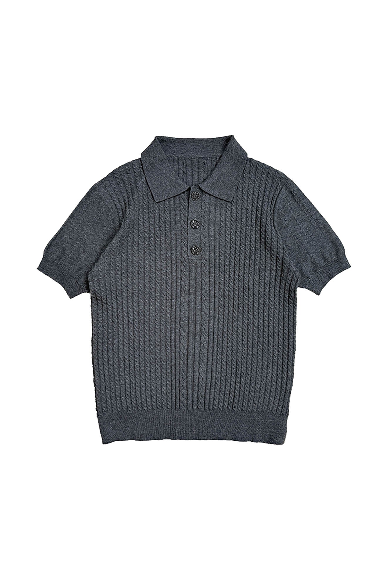 RICHILL Cable-Knit Polo T-Shirt