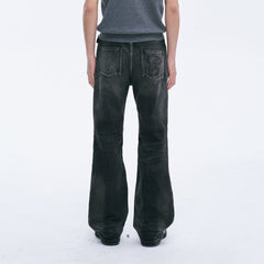 CATSSTAC Whisker Washed Frayed Straight-Leg Jeans