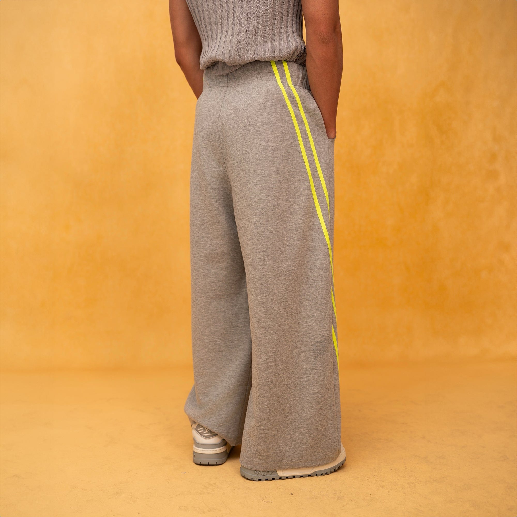 CLP Slanted-Stripe Wide-Leg Drawstring Sweatpants