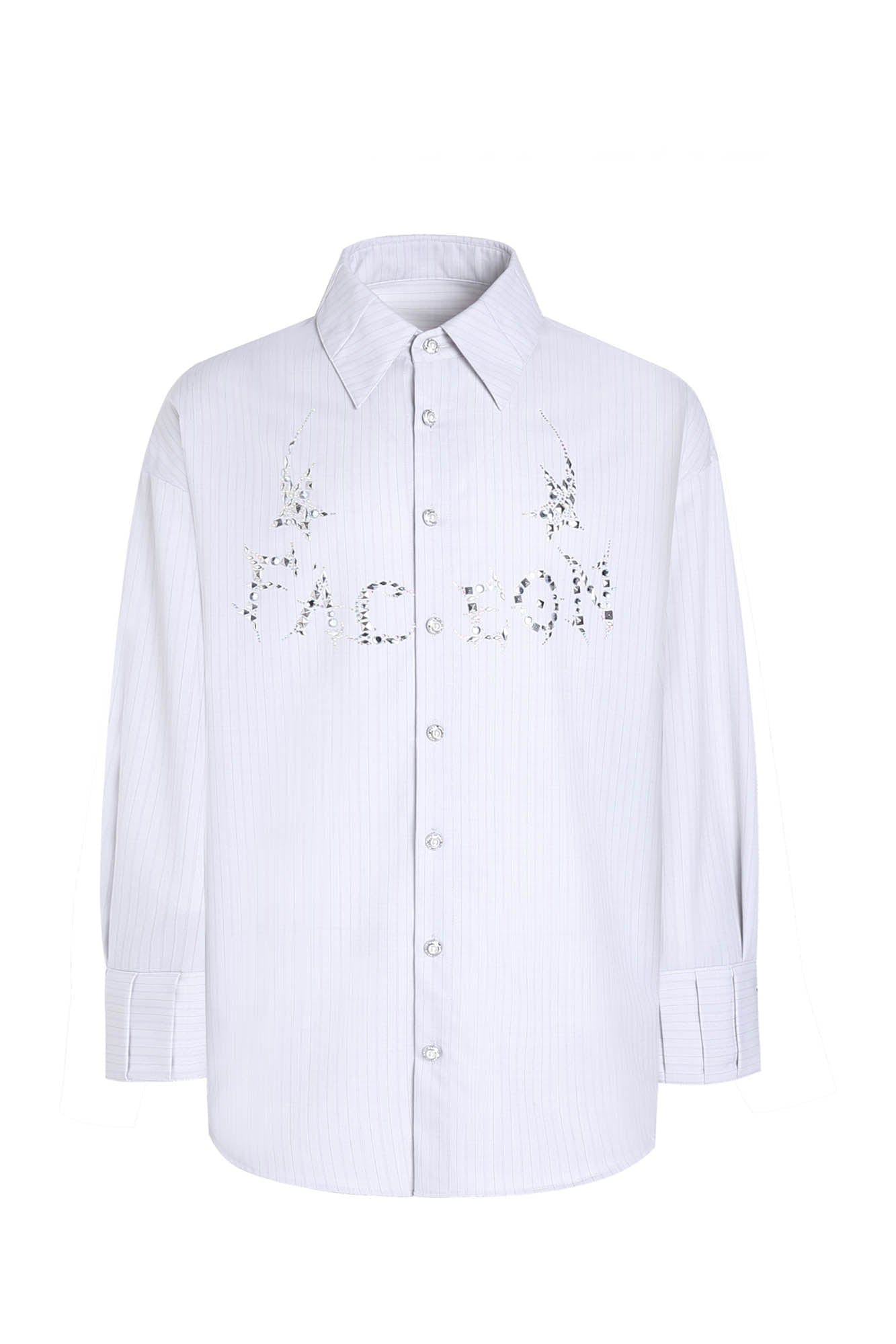 FACEONLAB Pinstriped Rivet Diamond Shirt