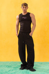 CLP Slanted Spliced Drawstring Sweatpants