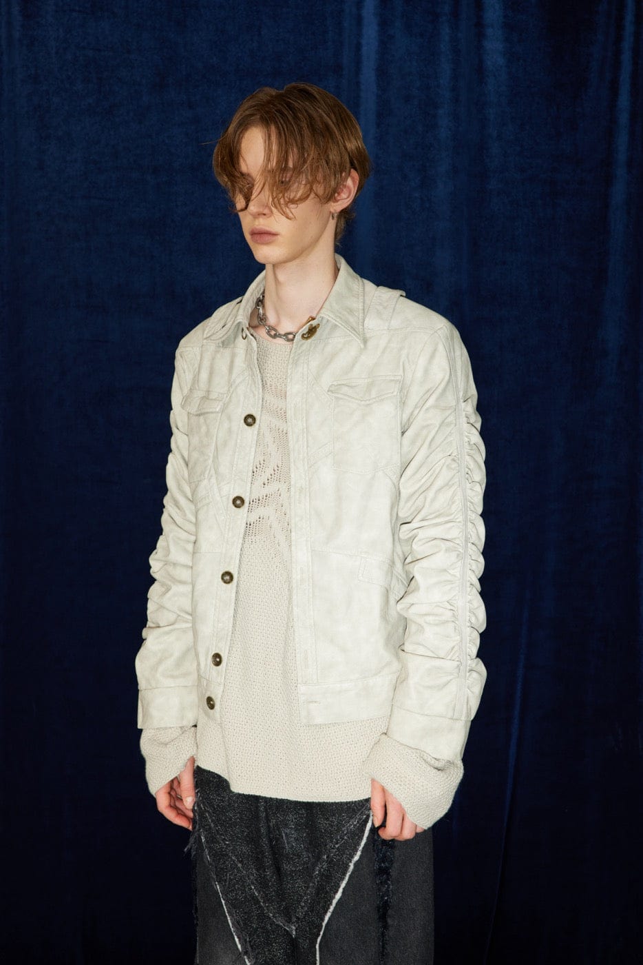 DND4DES Faux Leather Wrinkled Jacket