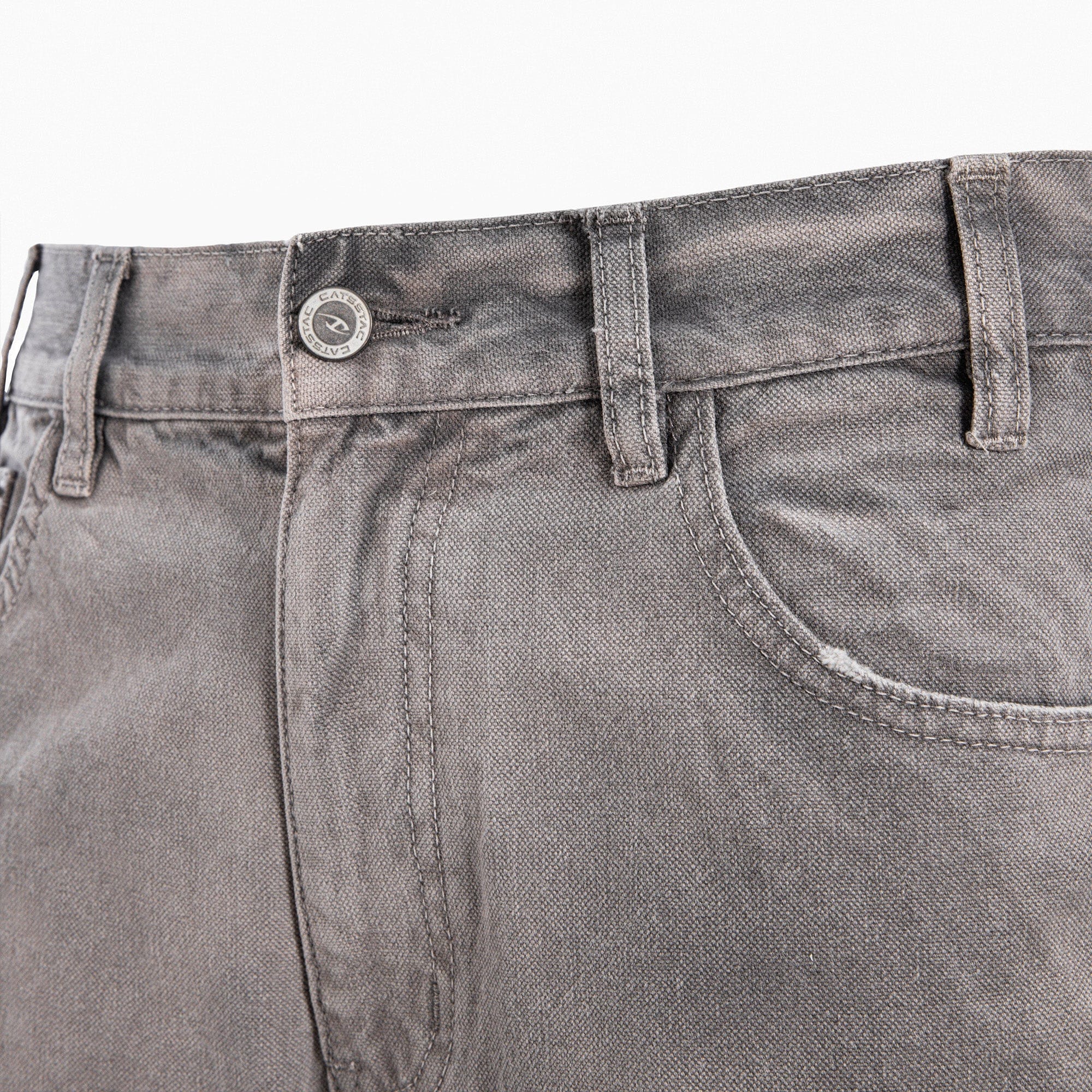 CATSSTAC Distressed Double-Knee Carpenter Straight-Leg Jeans Gray