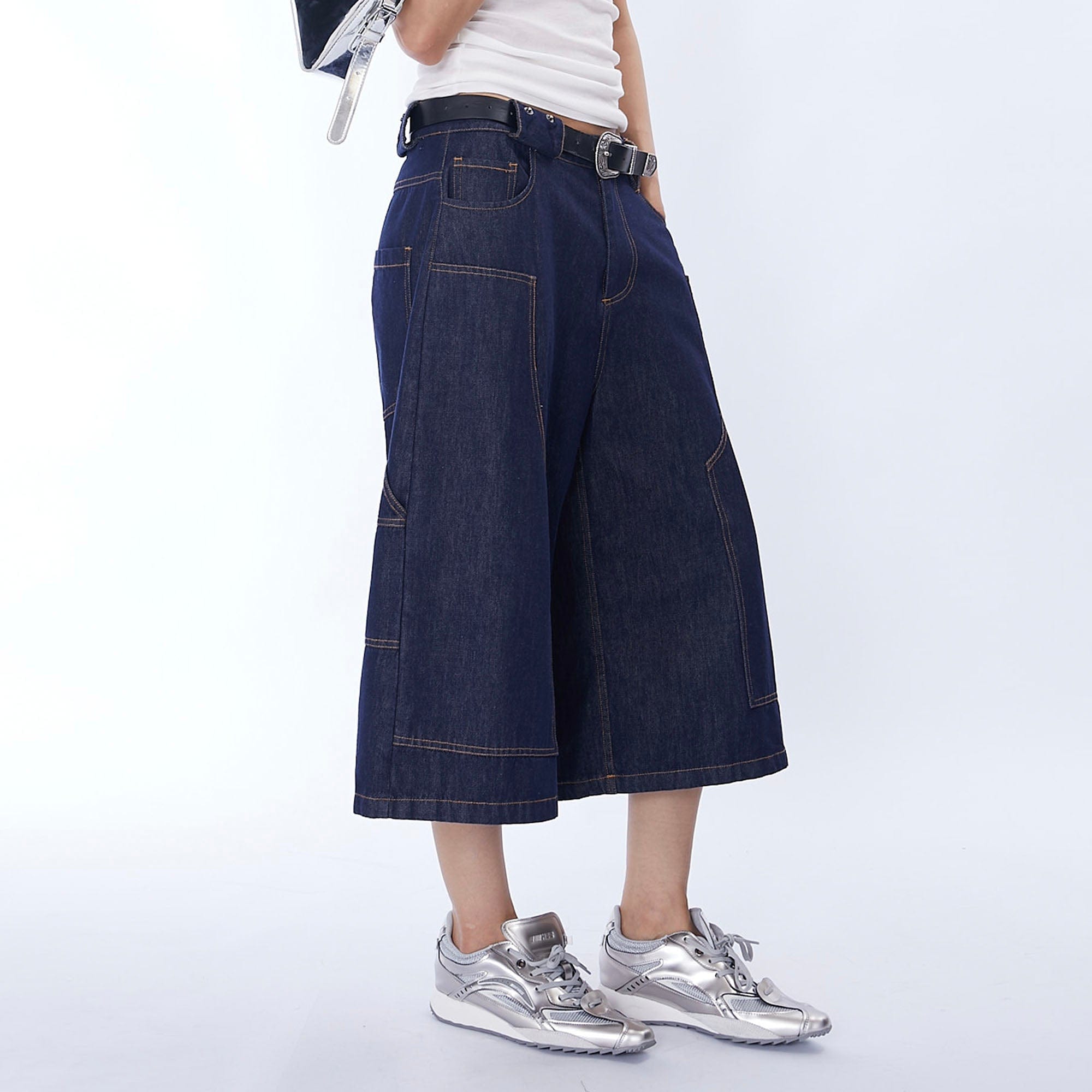 ASSEEN Double-Knee Raw Denim Shorts