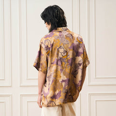 EPIC POETRY Botanic Geometry Satin Cuban Half Shirt