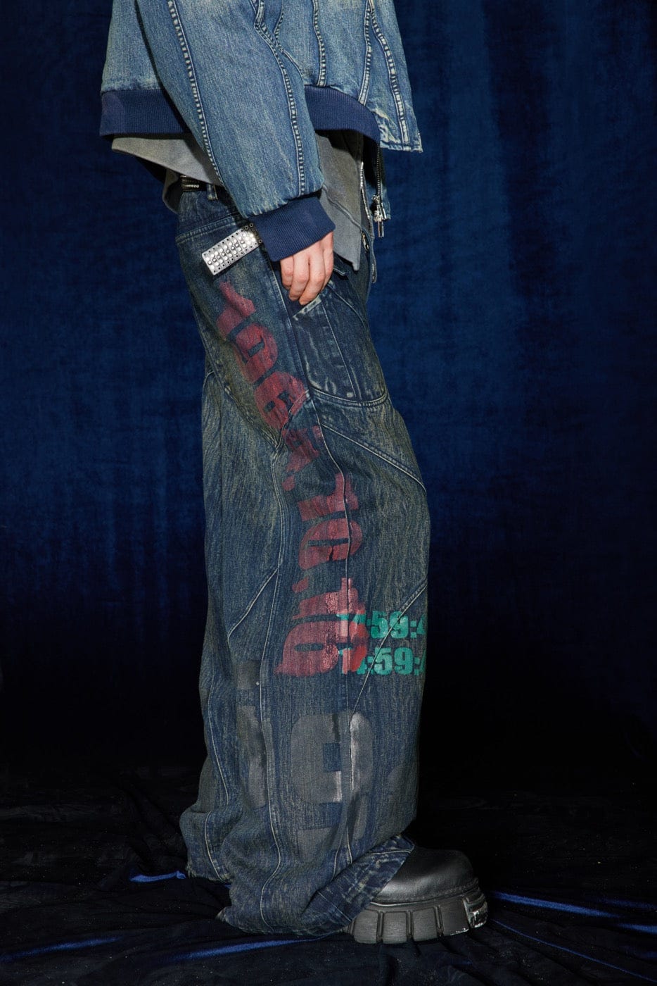 DND4DES Spliced Graffiti Wide-Leg Jeans