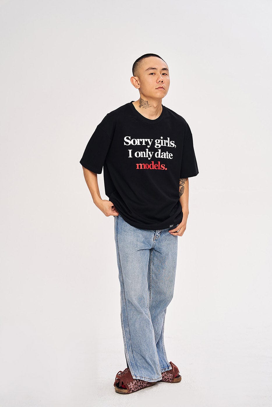 WCC Sorry Girls I Only Date Models Slogan T-Shirt