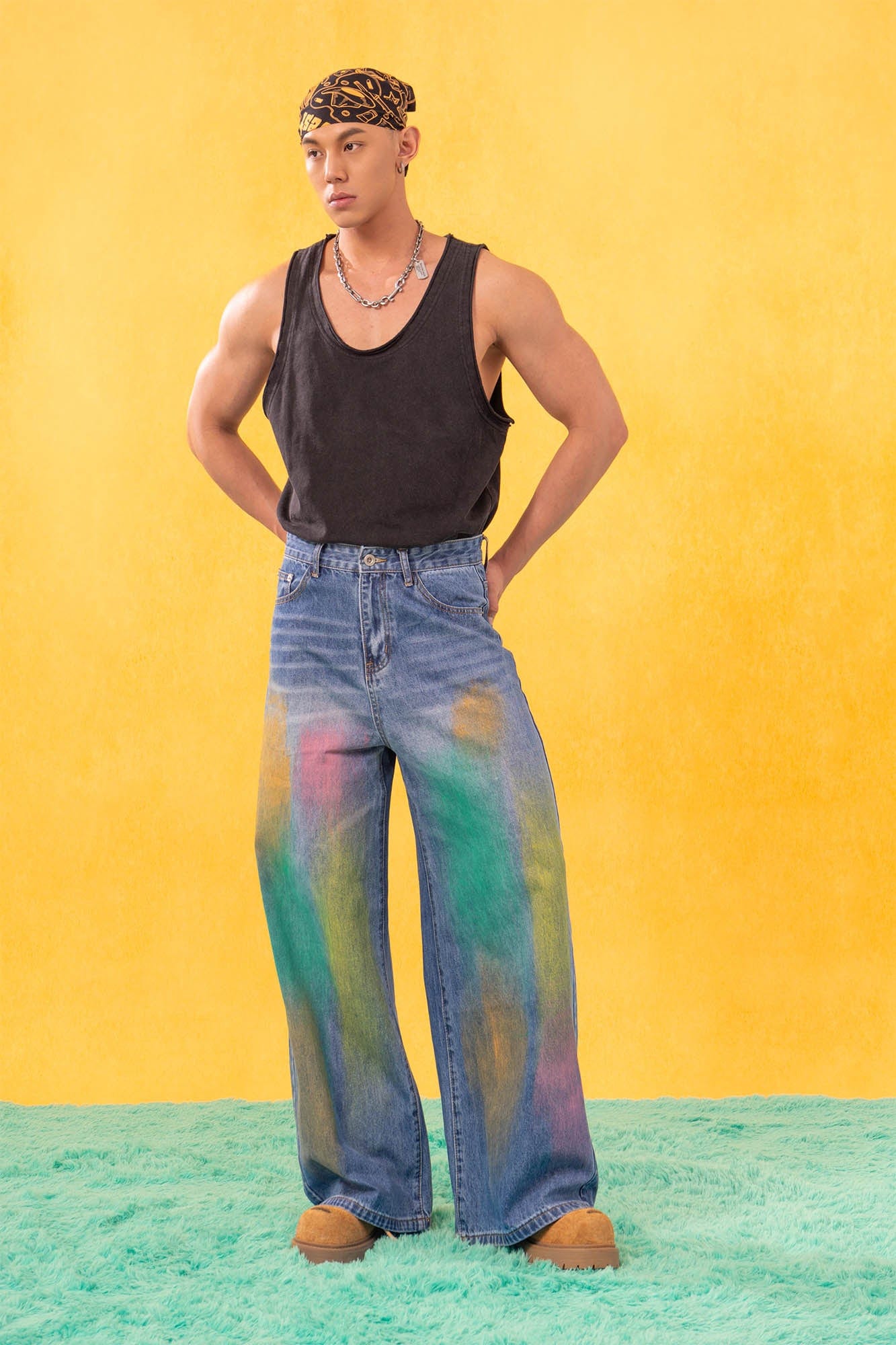 CLP MultiColor Brushed Wide-Leg Jeans