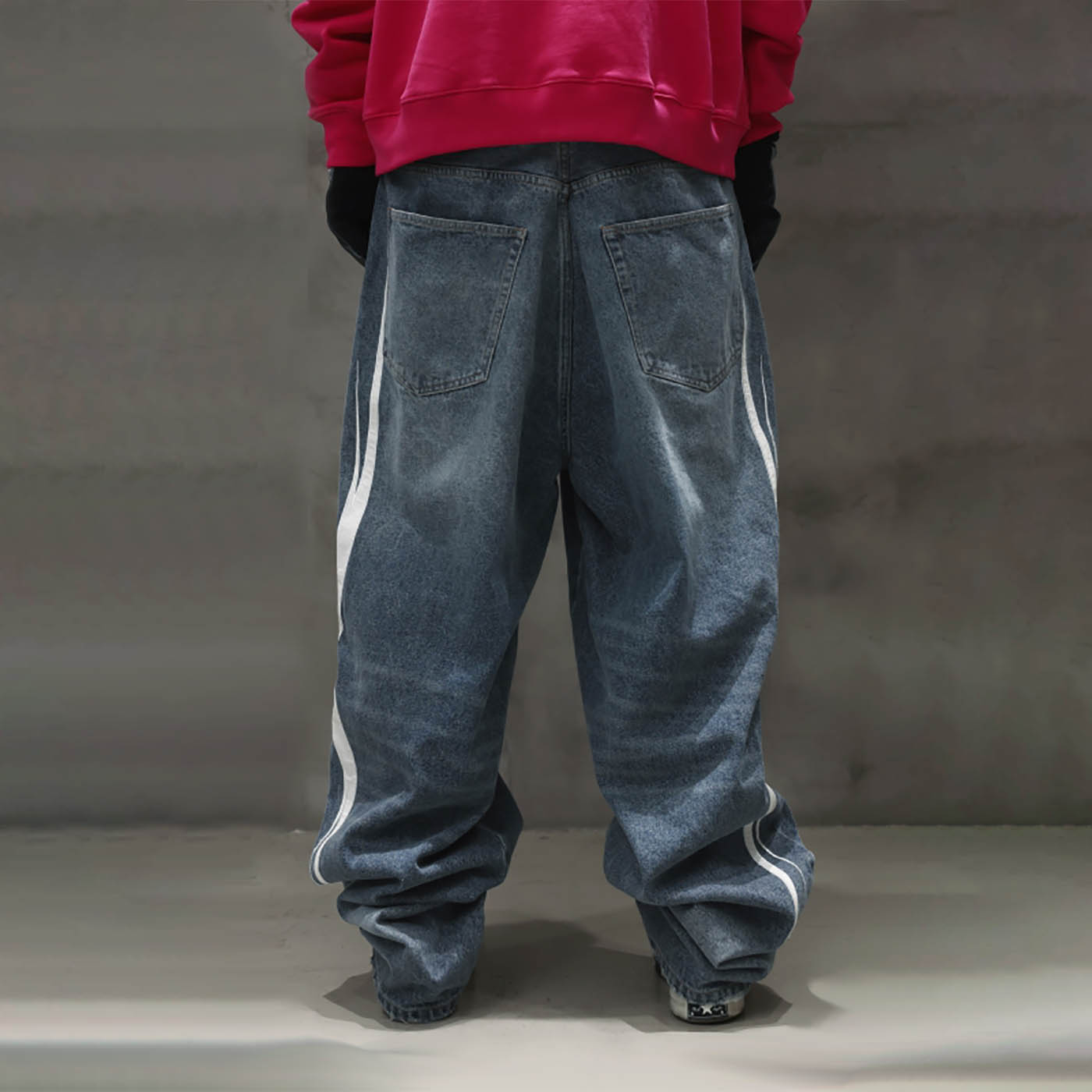 RTVG Washed Patchwork Baggy Jeans