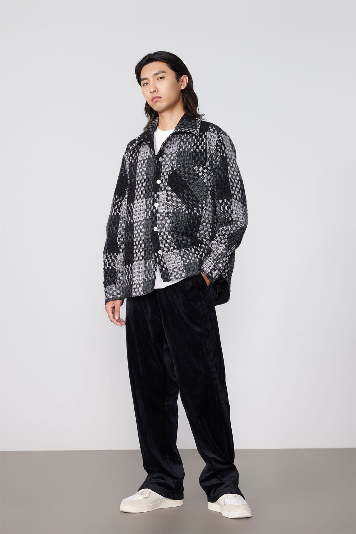 BONELESS Contrast Tweed Plaid Jacket