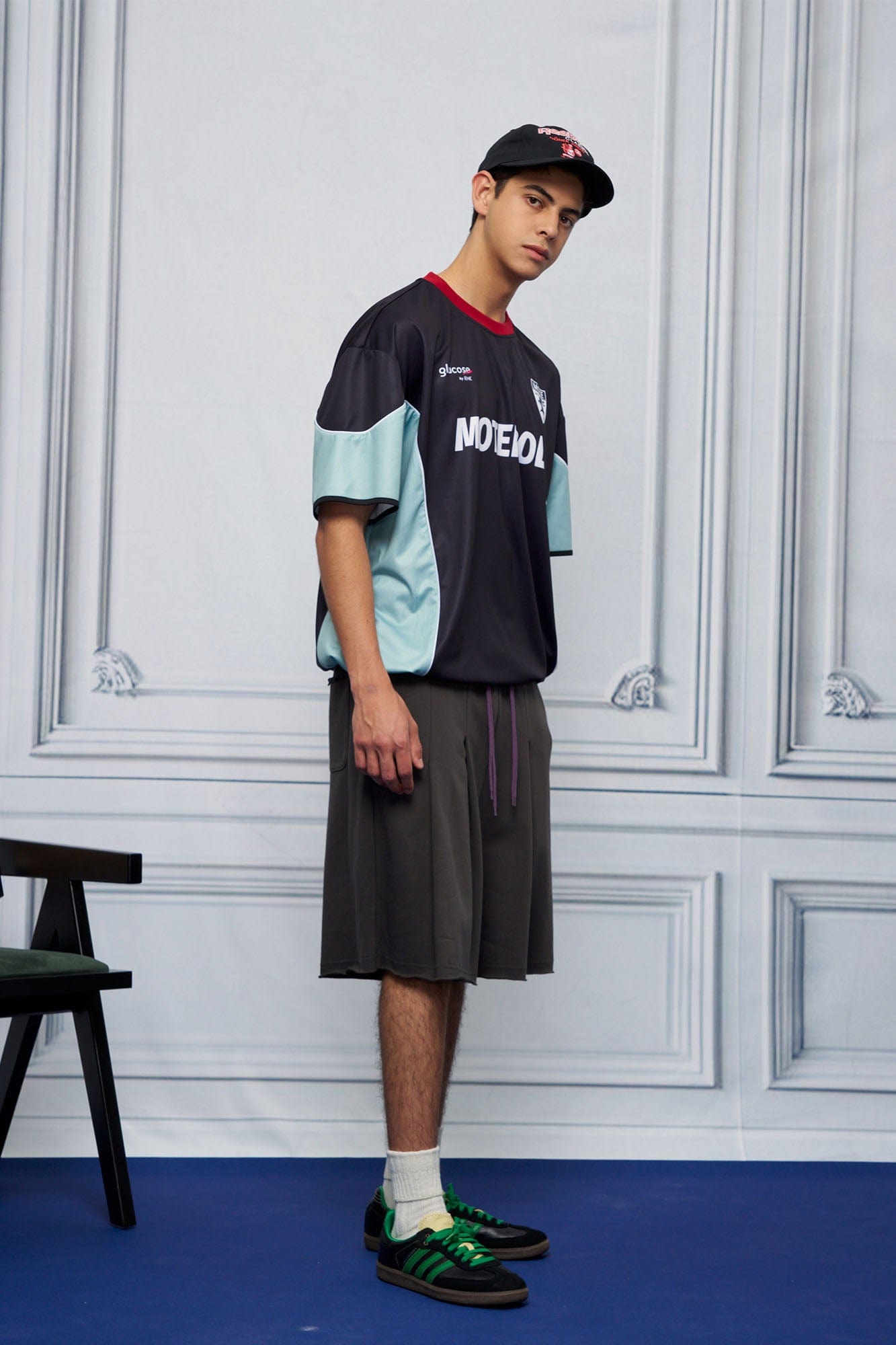 UNLIMITED MOTE x glucose by RMK Contrast Spliced Drawstring Hem Jersey