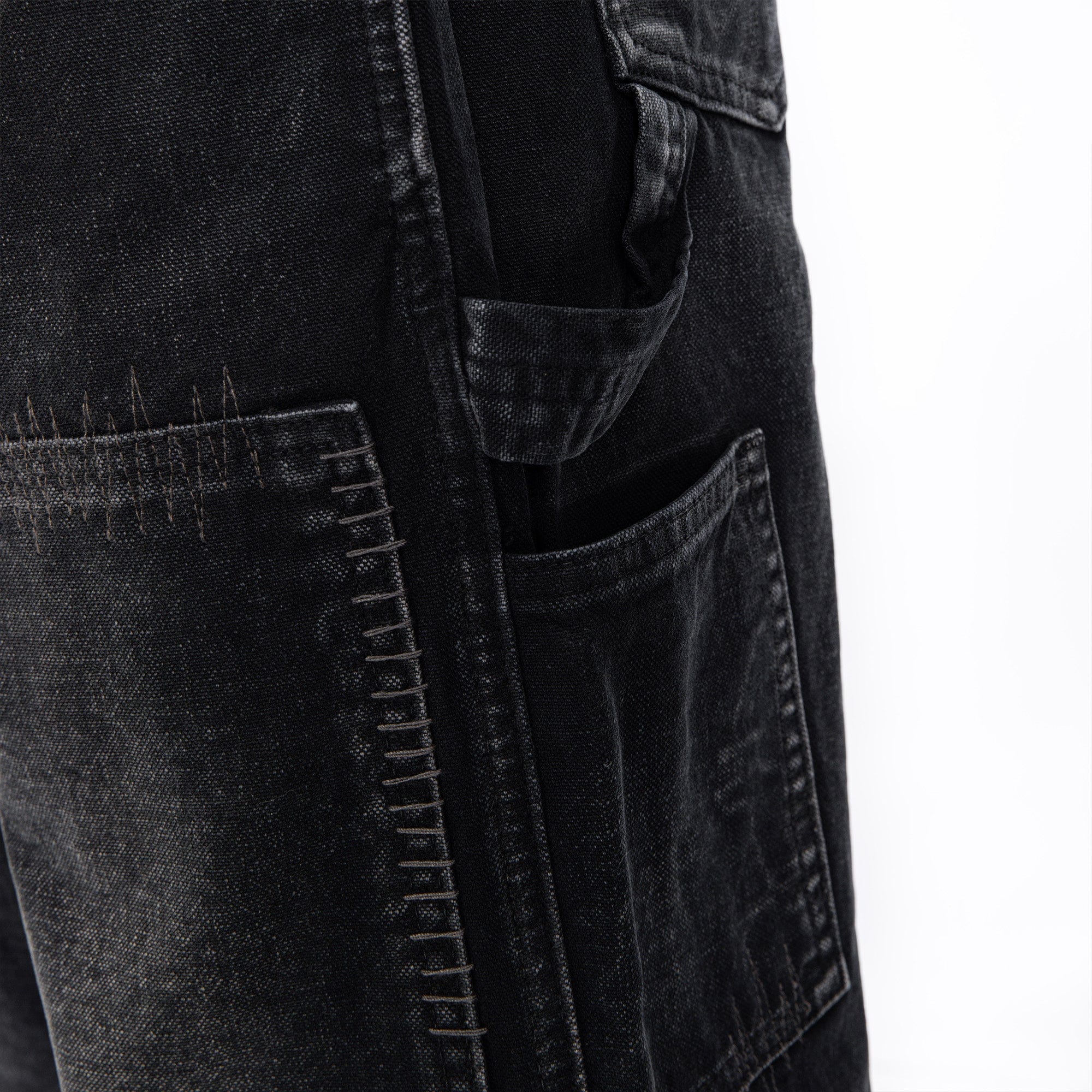 CATSSTAC Distressed Double-Knee Carpenter Straight-Leg Jeans Black