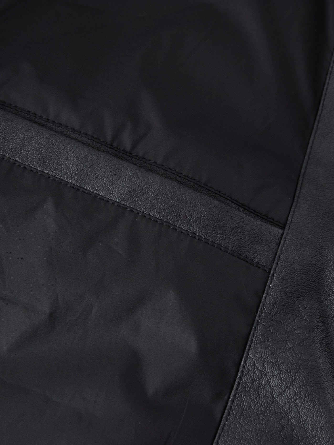 BONELESS Spliced Faux Leather Cotton Padded Jacket