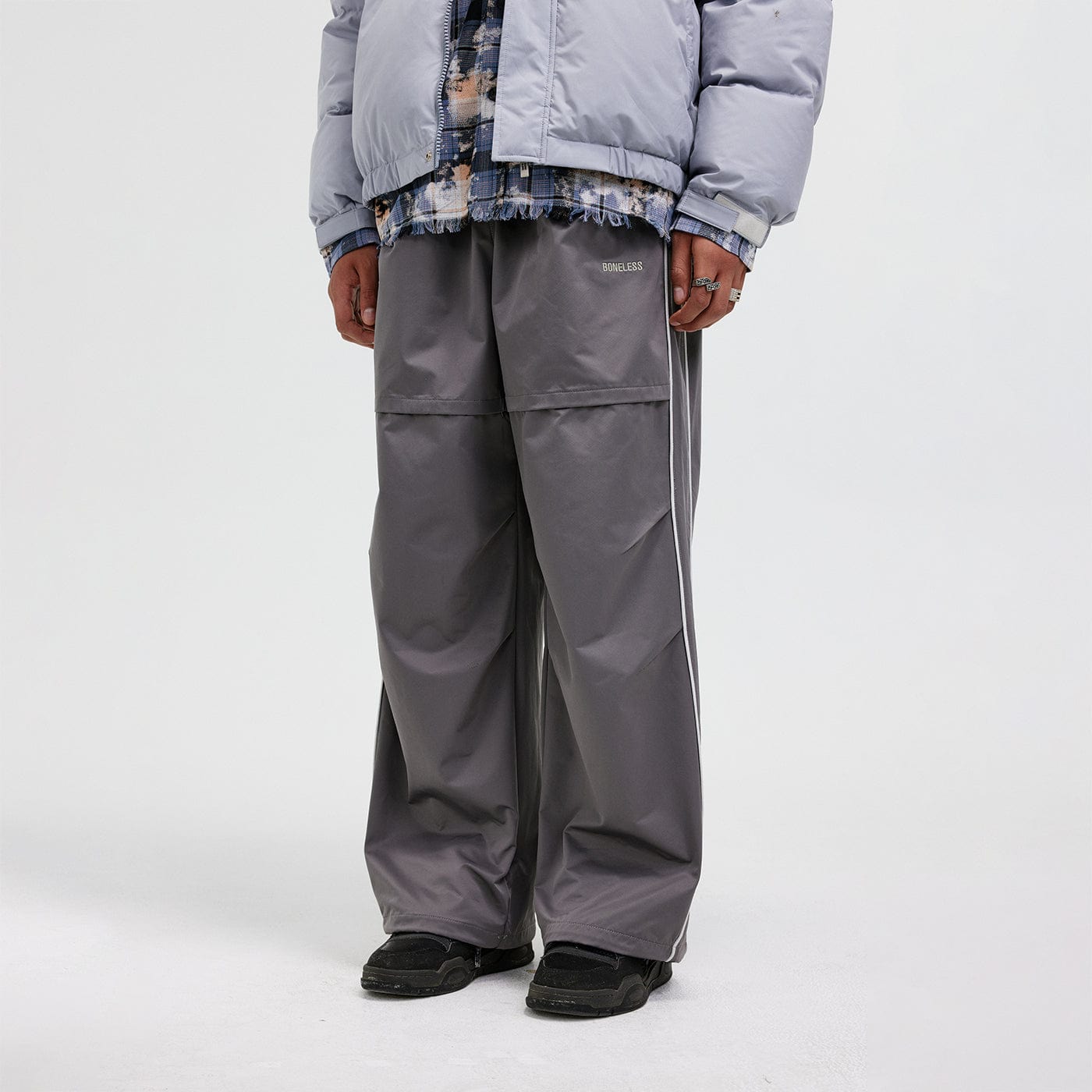 BONELESS Paneled Crinkled Parachute Pants