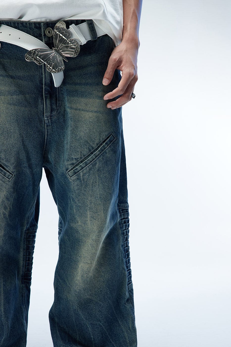 WHISTLEHUNTER Multi-Layered Washed Straight Jeans (Only Size M Left)