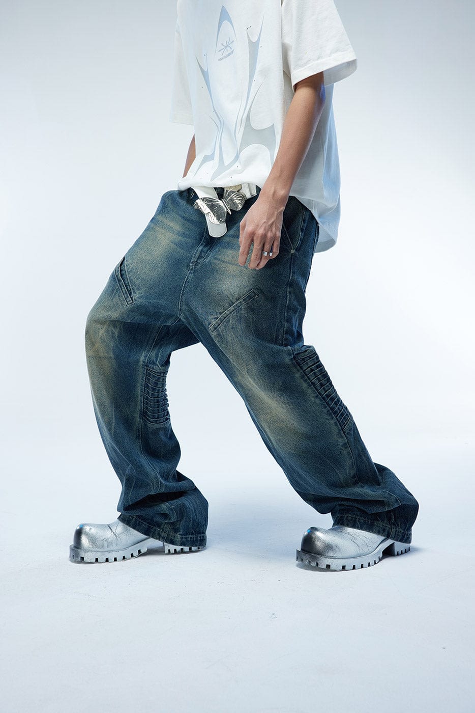 WHISTLEHUNTER Multi-Layered Washed Straight Jeans (Only Size M Left)