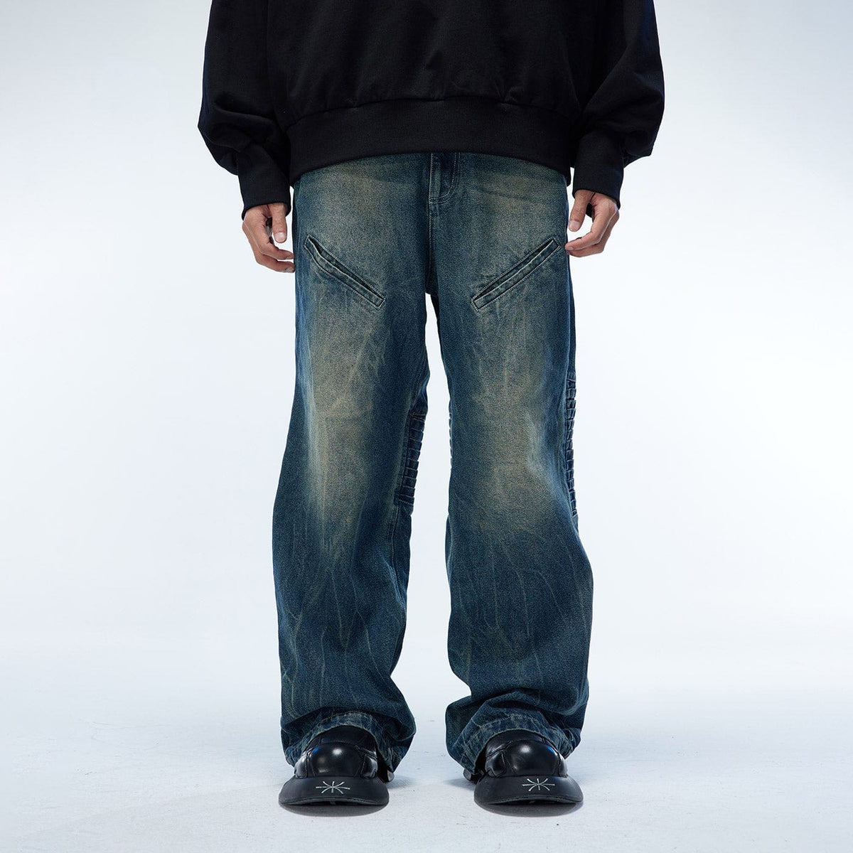 WHISTLEHUNTER Multi-Layered Washed Straight Jeans (Only Size M Left)