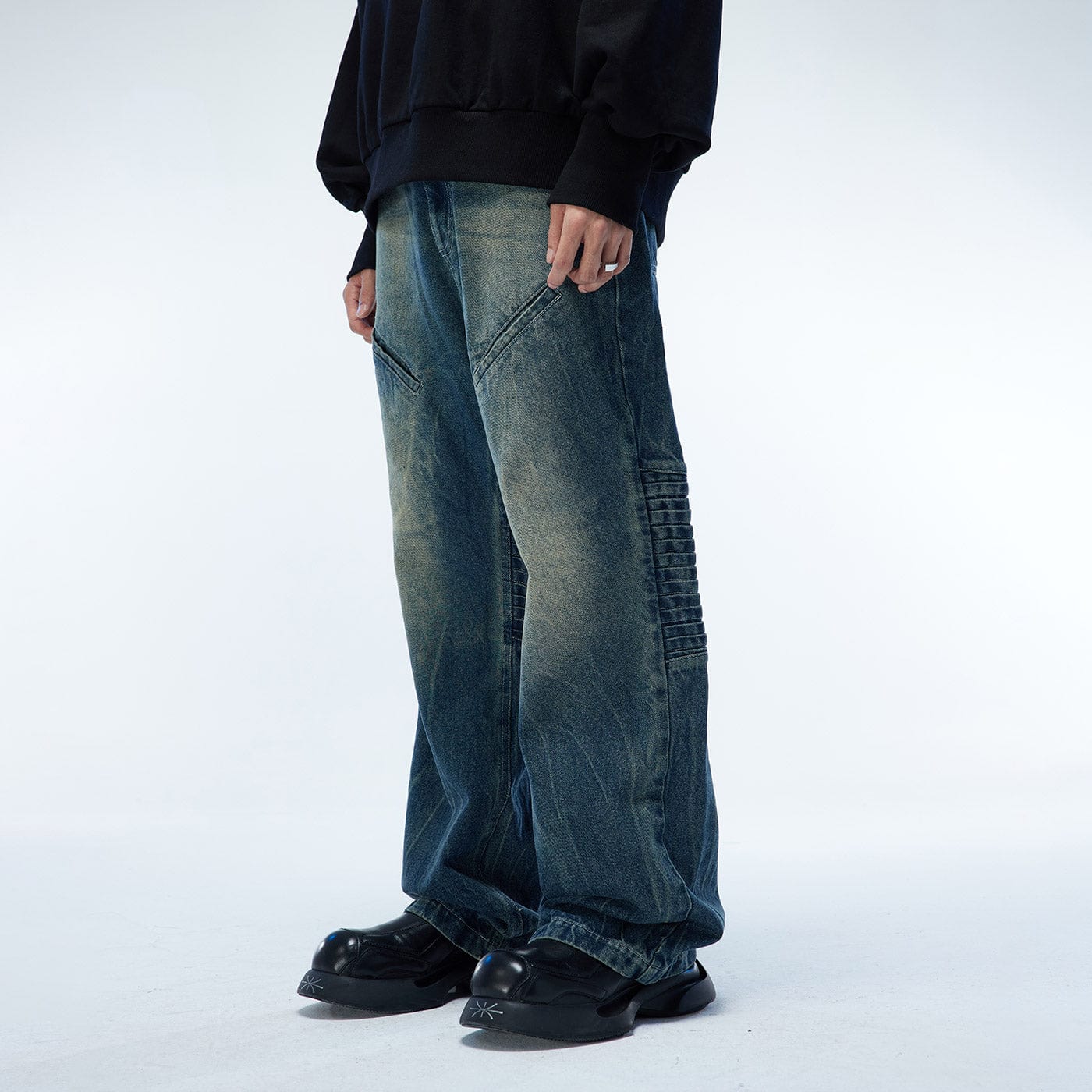 WHISTLEHUNTER Multi-Layered Washed Straight Jeans (Only Size M Left)